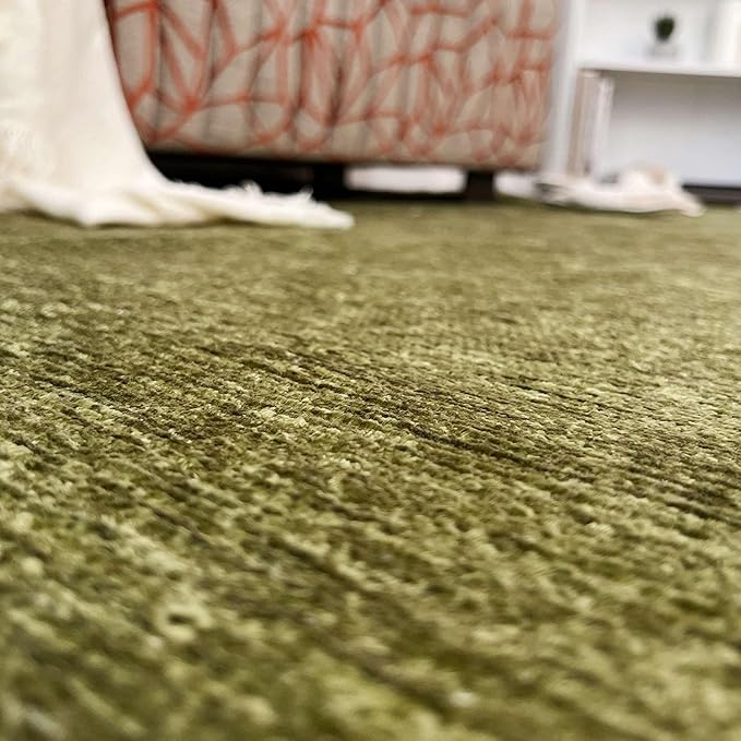 Alfa Rich 4x6 Green Washable Area Rugs for Living Room Bedroom Kitchen Cotton Decor Solid Rug