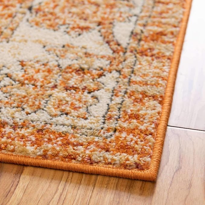 Unique Loom Isabella Collection Area Rug - Adjani (5' 1" Square, Rust Red/ Black)