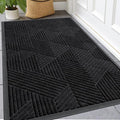 Kitinjoy Front Door Mat Outside Entrance, Sturdy Natural Dirt Trapper, Heavy Duty Rubber Doormat, Low Profile Non-Slip Backing, Easy Clean Floor Mat for Indoor Outdoor Entry, 47X23 Inch, Black