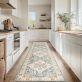 Enkor Runner Rugs for Hallway, 2.6x10.5 Washable Soft Non Slip Floor Rugs for Kitchen, Modern Mat for Living Room Bedroom Entryway Orange & Blue