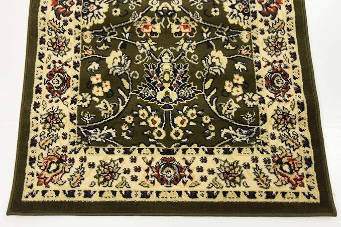 Unique Loom Sialk Hill Collection Area Rug - Washington (3' x 16' 5" Runner Green/Hunter Green)