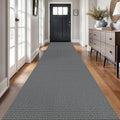 Braided Runner Rug 3x16 Ft Washable Runners for Hallways Non Slip Rubber Backed Kitchen Runners Cotton Long Entryway Runner Indoor, Woven Carpet for Hall Stair Entryway, Dark Grey/Grey