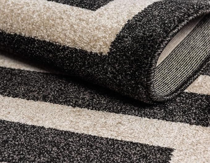 Unique Loom Athens Collection Classic Geometric Modern Border Design Area Rug (5' 0 x 8' 0 Rectangular, Black/ Beige)
