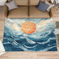 Boho Sun Area Rugs 6x8ft, Mosaic Sunburst Living Room Area Rug, Abstraction Deco Play Rug with Carpet Tape Double Sided for Bedroom Office Home Decor