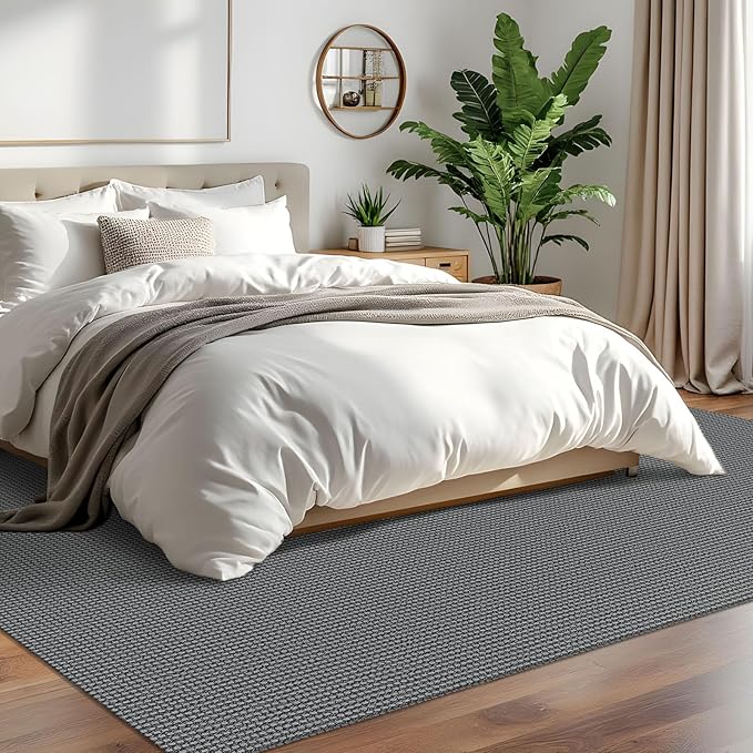 IOHOUZE Washable Area Rug 6x9 Non Slip Rubber Backed Rugs for Living Room, Dining Room Rugs Bedroom Rug, Woven Indoor Floor Carpet for Living Room Nursery Office, Dark Grey