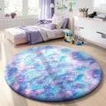 Ophanie Soft Fluffy Shaggy Rugs for Bedroom Living Room Dorm Nursery Home Decor Aesthetic, Color Rainbow Purple,Size 4' Round