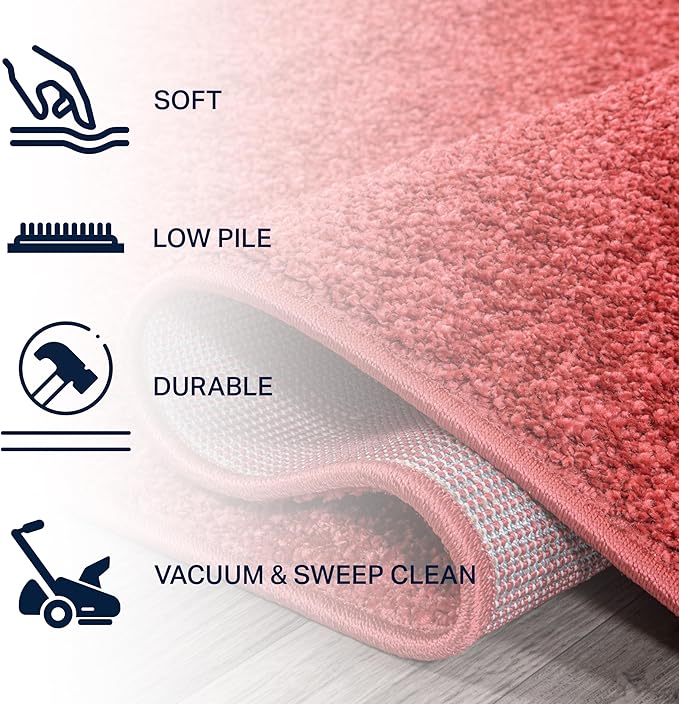 JONATHAN Y Haze Solid Low-Pile Red 6x9 Oval Indoor Area Rug, Coastal,Bohemian,Minimalist,Classic, Easy-Cleaning for Living Room,Bedroom,Kitchen,Pet Friendly,Non-Shedding (SEU100E-6OV)