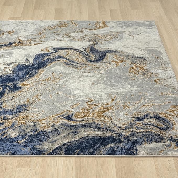 LUXE WEAVERS Marble Swirl Abstract Area Rug, Blue 2x7