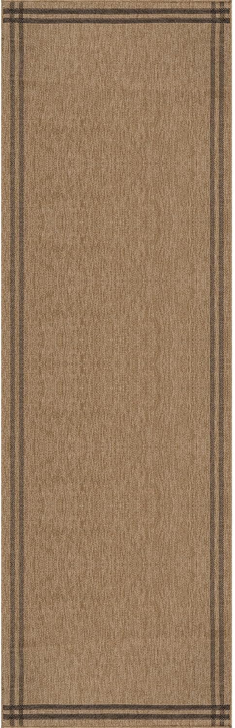 Easy Jute Rugs 2x7 Bordered Natural Color Living Room Indoor Outdoor Runner Rug for Patio and Kitchen Rug High Traffic Washable Easy to Clean Solid Boho Woven Design Outside Carpet (2 x 7)