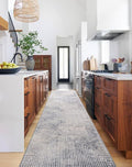 GLN Rugs Contemporary Collection - Machine Washable Area Rug, Contemporary Washable, Non Slip, Low Pile Chenille Rug, Living Room, Bedroom, Kitchen Rug (2'6" x 10' Lines Cream)