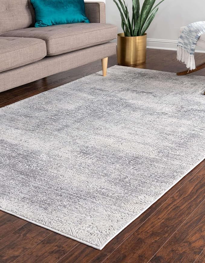 Unique Loom Finsbury Collection Area Rug - Sarah (4' 1" x 6' 1" Rectangle, Gray/ Ivory)