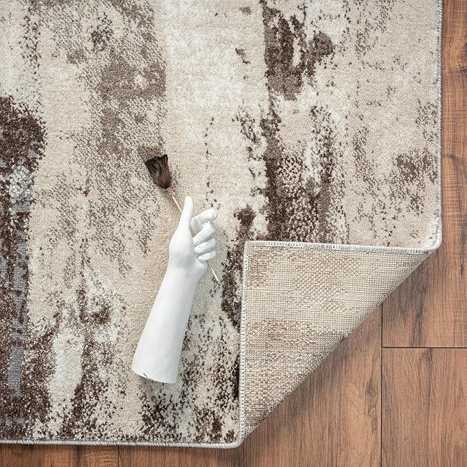 LUXE WEAVERS Euston Collection 7681 Brown 8x10 Modern Abstract Area Rug