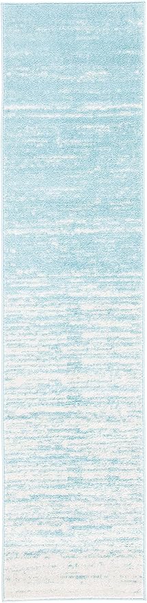 SAFAVIEH Adirondack Collection Runner Rug - 2'6" x 14', Aqua & Ivory, Modern Ombre Design, Non Shedding & Easy to Clean, Ideal for Hallway, Foyer, Kitchen, Entryway, Bedroom (ADR113J)