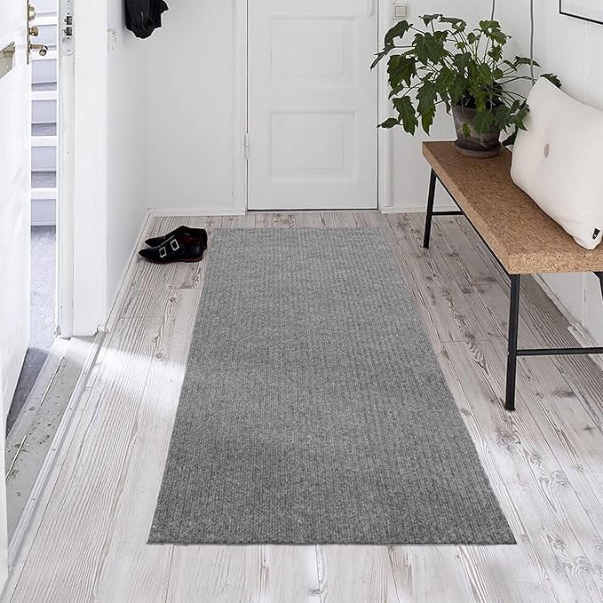 Ottomanson 2' x 6' Hallway Runner with Scraper Pile - Extra Durable Non-Slip Rug Mat for Indoor & Outdoor Use - Ideal for Kitchen, Entryway, Patio & Garage - High-Traffic Carpet, Gray