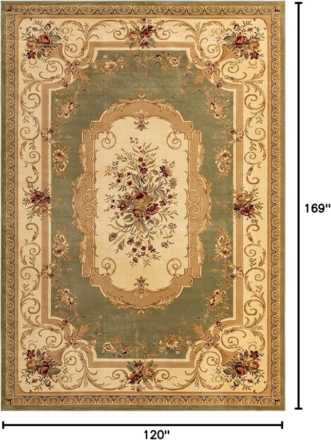 Unique Loom Versailles Collection Traditional Classic Floral Motif Area Rug (10' 0 x 14' 0 Rectangular, Green/Ivory)