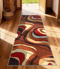 YIHOUSE Burnt Orange Runner Rug 2x6 for Hallway,Farmhouse Brown Retro Carpets Washable,Geometric Abstract Wavy Rug,Unique Colorful Rugs for Dining Room,Kitchen,Bedside Rugs