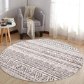 Rugshop Geometric Boho Round Rug – Gray Tribal Pattern, Perfect for Dining Room, Bedroom, Living Room, 8' Round