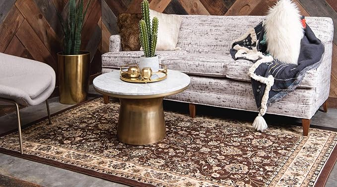 Unique Loom Sialk Hill Collection Area Rug - Washington (4' 1" x 6' 1" Rectangle Brown/Black)