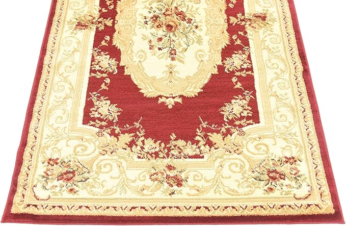 Unique Loom Versailles Collection Traditional Classic Floral Motif Area Rug (4' 0 x 6' 0 Rectangular, Burgundy/ Ivory)