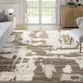 Abani Terra Area Rug for Living Room, Bedroom - Abstract Pattern - Brown Cream - 9' x 12' - Durable & Easy to Clean