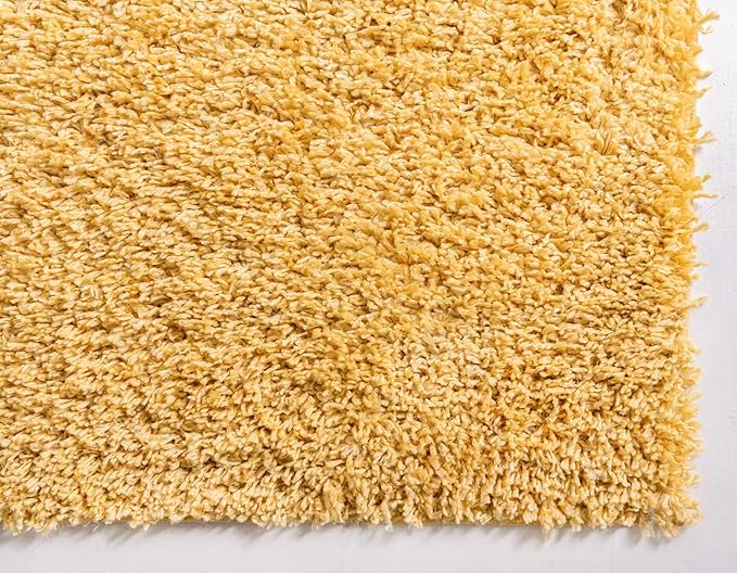 Unique Loom Davos Shag Collection Area Rug - Solid (5' 3" x 8' Rectangle, Sun Yellow)