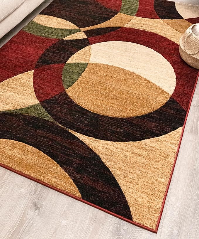 Well Woven Dulcet Bingo Red Modern Geometric (7'10" x 9'10") Area Rug