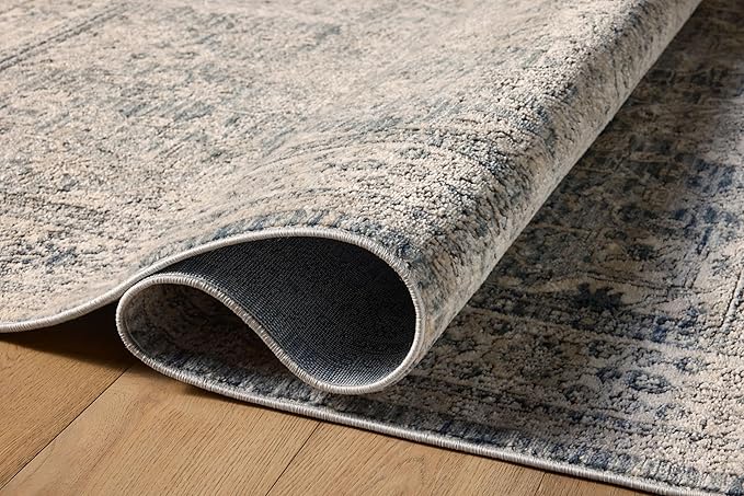 Loloi Teagan Collection TEA-04 Sky/Natural 2'-8" x 7'-6" Runner Rug, Large, Soft Neutral Rug, High-Traffic for Living Room, Bedroom, Home Office, Dining Area