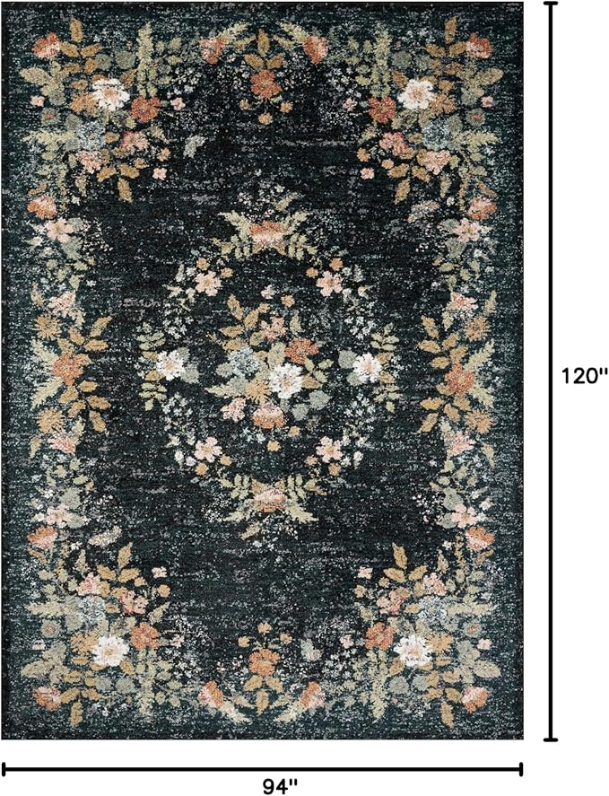Loloi Rifle Paper Co. Laurel Collection LAU-01 Dark Navy 7'-10" x 10' Area Rug