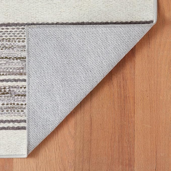 Dash & Albert Ellington Stripe Grey Machine Washable Rug, 5 X 8 Feet, Grey Stripe Pattern