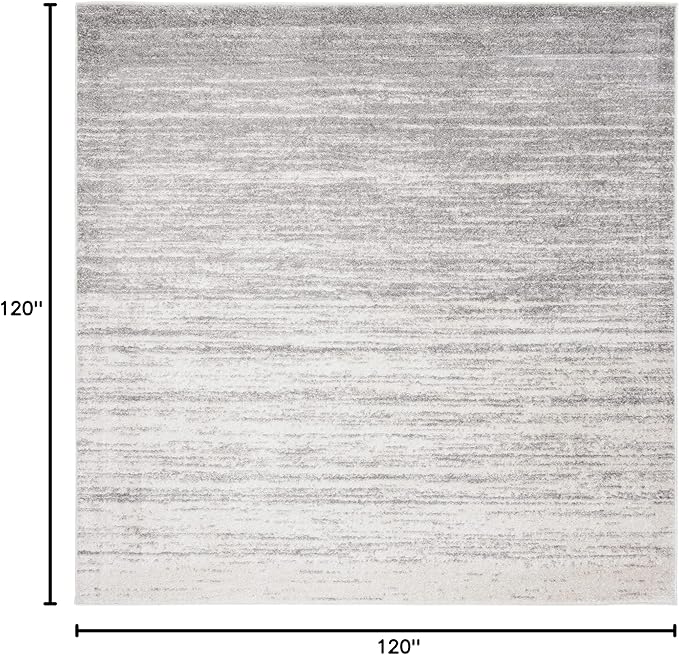 SAFAVIEH Adirondack Collection Area Rug - 10' Square, Ivory & Silver, Modern Ombre Design, Non Shedding & Easy to Clean, Ideal for Living Room, Bedroom, Office, Dining Space (ADR113B)
