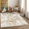 FMFUNCTEX 3x5 Washable Area Rug Abstract Modern Neutral Brown Grey Non Slip Soft Low Pile Thin Accent Entryway Entrance Indoor Carpet for Living Room Bedroom Dining Office Nursery Bedside, Grey Gold