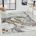 LUXE WEAVERS Marble Effect Abstract Gray 6x9 Area Rug