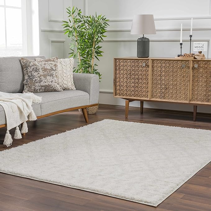 Hauteloom Tilos Moroccan Farmhouse Hallway, Entryway Shag Runner Rug - Shaggy Long Runner Rug - Trellis Pattern - High Plush Pile - Cream, Pink, Beige - 2'7" x 7'3"