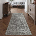 Black Runner Rug 3x7 Vintage Area Carpet Hallway Long Indoor Kitchen Washable Living Room Low Pile Traditional Distressed Retro Accent Throw Rug Non Slip Laundry Bathroom Office Dining Room