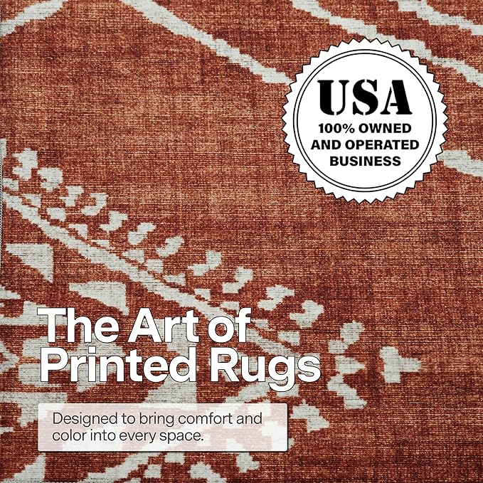 ReaLife Rugs Machine Washable Area Rug Runner - Living Room Bedroom Bathroom Kitchen Entryway Office - Padded Low Pile Stain Resistant Premium - Moroccan Diamond Tribal - Jax - Orange 2'6" x 8'