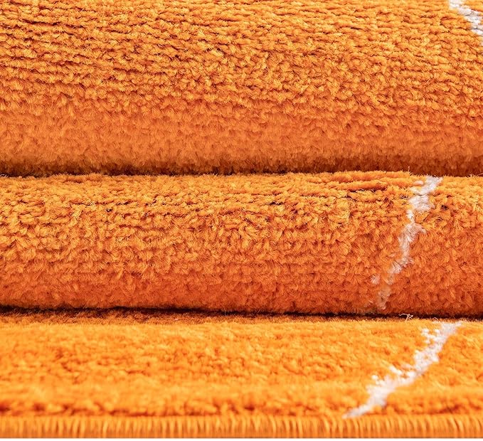 Unique Loom Trellis Frieze Collection Area Rug - Geometric (4' 1" Round, Orange/ Ivory)