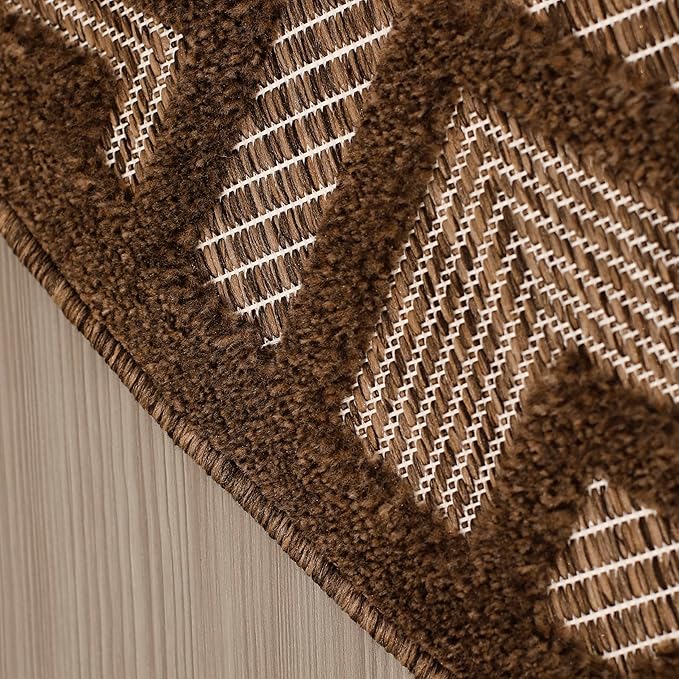 Nourison Home Versatile Brown 4' x Round Area Rug - Easy Clean, Non Shedding, Bed Room, Living Room, Dining Room, Kitchen (4' x Round)