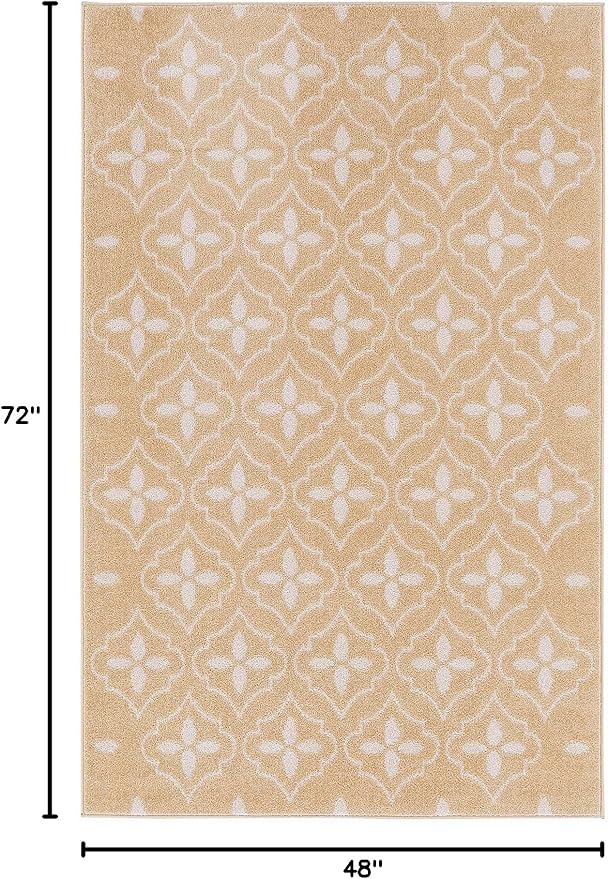 Nourison Home Nourison Essentials Beige Ivory 4' x 6' Area Rug - Easy Clean, Non Shedding, Bed Room, Living Room, Dining Room, Kitchen (4' x 6')