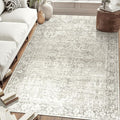 ReaLife Rugs Machine Washable Area Rug - Living Room Bedroom Bathroom Kitchen Entryway Office - Padded Low Pile Stain Resistant Premium - Boho Farmhouse Vintage - Lyle - Beige Ivory 5' x 7'