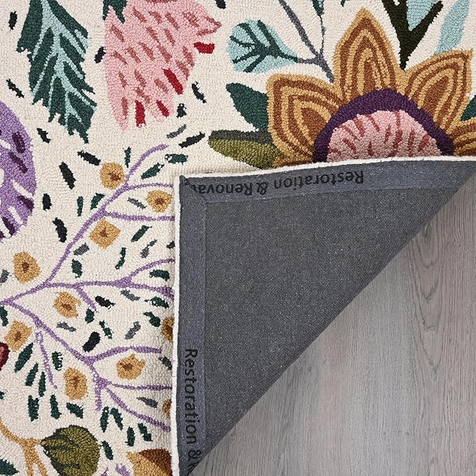 Hand-Tufted Floral Area Rug - Colorful Garden Design with Beautiful Flower Patterns - Modern Style Premium Carpet for Living Room & Bedroom or Kitchen (2.6'x8')