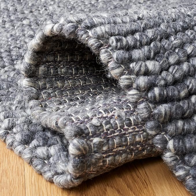 Safavieh Area Rug 11x15 - Natura Collection - Large - Dark Grey, Handmade Wool Blend, Textured Design, Ideal for Living Room, Bedroom, Dining Space (NAT620H)