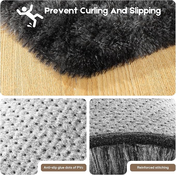 6x9 Area Rugs for Living Room, Fluffy Large Rugs for Bedroom, Soft Shag Fuzzy Non-Slip Carpet for Kids Boys and Girls Nursery Room Dorm Indoor Home Decor (Tie-Dyed Black Grey, 6ft x 9ft)