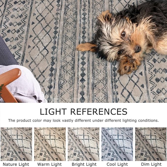 KUTA Boho Kitchen Runner 2x5 Brown Black Moroccan Washable Rug Non-Slip Vintage Hallway Runners Ultra Soft Distressed Geometric Floor Carpet for Bedroom Laundry Living Room