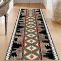 Southwestern Runner Rug, 4x12ft, Rustic Lodge Aztec Country Bear Decorative Runner Rug, Vintage Forest Birch Wild Animal Print Entrance Hallway Rug, Soft Non-Slip Carpet for Living Room Bedroom