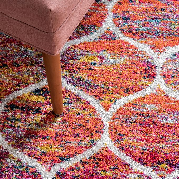 Rugs.com Lattice Frieze Collection Rug – 8' x 10' Multi Medium Rug Perfect for Living Rooms, Large Dining Rooms, Open Floorplans