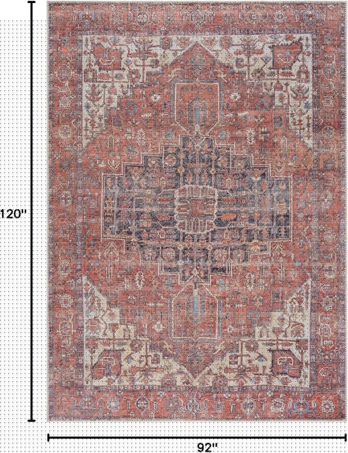 Bloom Rugs Washable 8' x 10' Rug - Red/Orange/Beige Traditional Area Rug for Living Room, Bedroom, Dining Room, and Kitchen - Exact Size: 8' x 10'