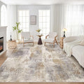 Area Rug Living Room Rugs - 8x10 Washable Large Soft Indoor Neutral Modern Abstract Low Pile Rug Carpet for Bedroom Dining Room Farmhouse Home Office - Brown Grey