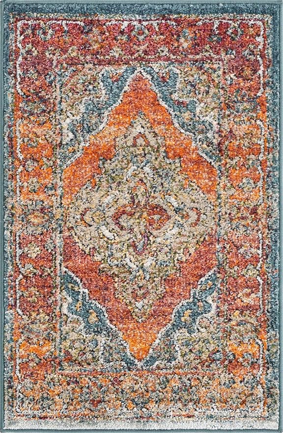Unique Loom Isabella Collection Area Rug - Rossellini (2' x 3' 1" Rectangle, Rust Red/ Beige)