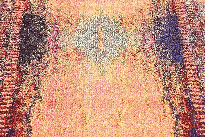 Unique Loom Estrella Collection Rustic, Distressed, Modern, Abstract Area Rug (2' 7 x 10' 0 Runner, Orange/Black)