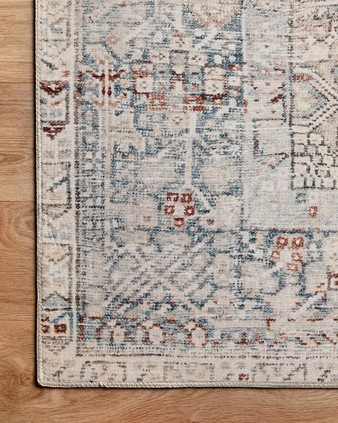 Loloi Chris Loves Julia Jules Collection JUL-07 Natural/Ocean 2'-3'' x 3'-9'', .13" Pile Height, Accent Rug
